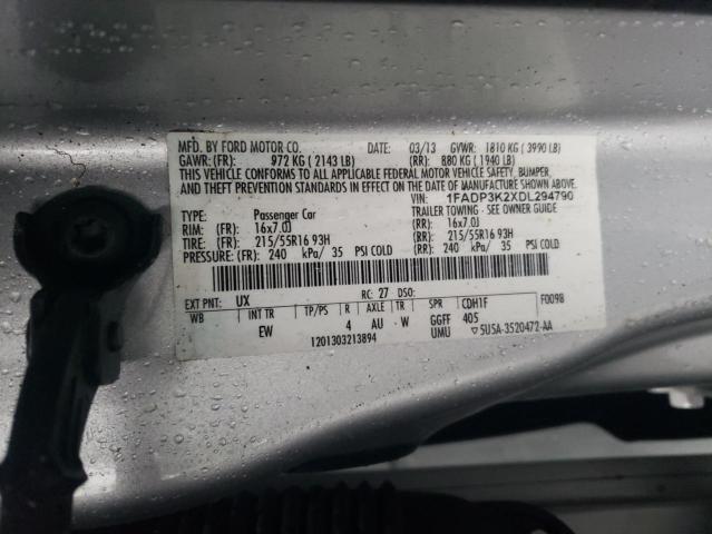 1FADP3K2XDL294790 - 2013 FORD FOCUS SE SILVER photo 12