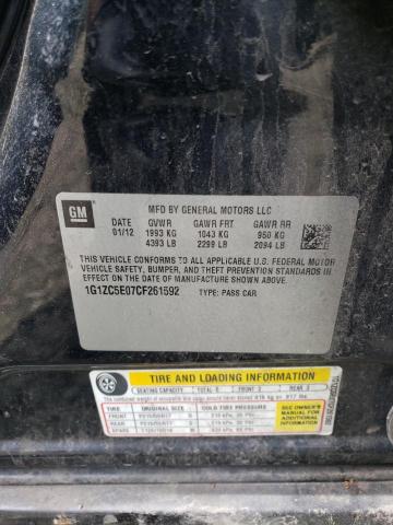 1G1ZC5E07CF261592 - 2012 CHEVROLET MALIBU 1LT 黑色 照片 12