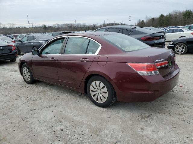 1HGCP2F37BA115375 - 2011 HONDA ACCORD LX MAROON photo 2