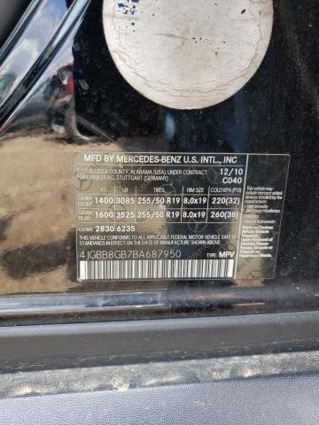 4JGBB8GB7BA687950 - 2011 MERCEDES-BENZ ML 350 4MATIC BLACK photo 13