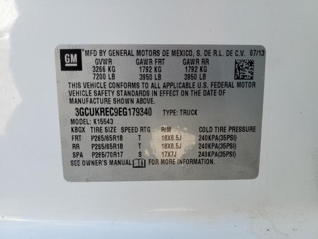 3GCUKREC9EG179340 - 2014 CHEVROLET SILVERADO K1500 LT WHITE photo 12