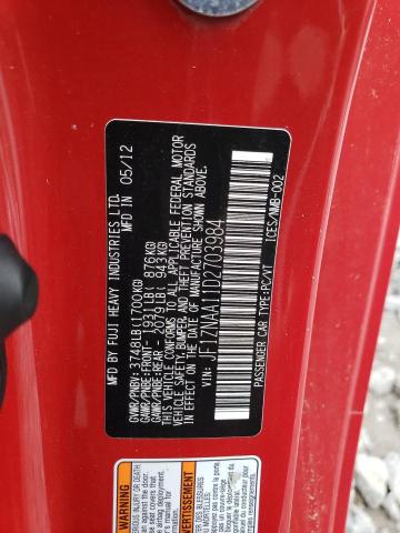 JF1ZNAA11D2703984 - 2013 TOYOTA SCION FR-S RED photo 12