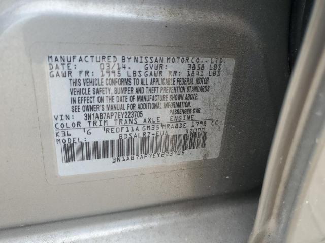 3N1AB7AP7EY223705 - 2014 NISSAN SENTRA S GRAY photo 12