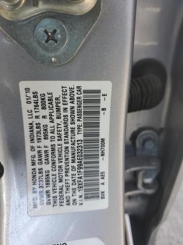 19XFA1F99AE032313 - 2010 HONDA CIVIC EXL ვერცხლისფერი ფოტო 12