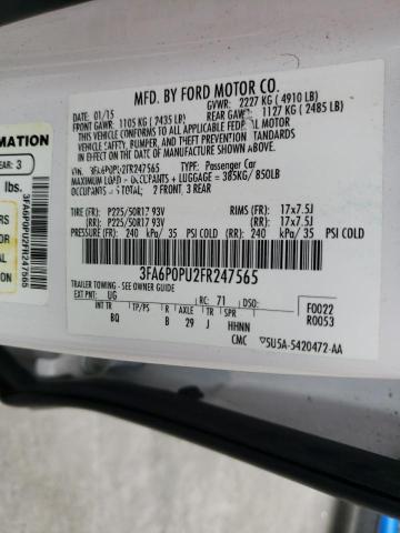 3FA6P0PU2FR247565 - 2015 FORD FUSION SE PHEV WHITE photo 12