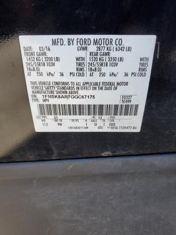 1FM5K8AR7GGC67175 - 2016 FORD EXPLORER POLICE INTERCEPTOR Qara foto 13