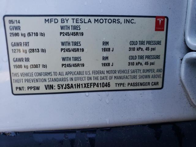 5YJSA1H1XEFP41046 - 2014 TESLA MODEL S WHITE photo 13