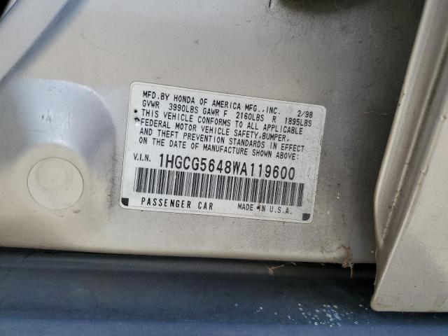 1HGCG5648WA119600 - 1998 HONDA ACCORD LX SILVER photo 12