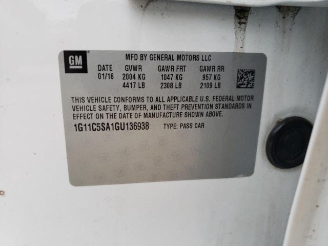 1G11C5SA1GU136938 - 2016 CHEVROLET MALIBU LIM LT 白色 照片 12