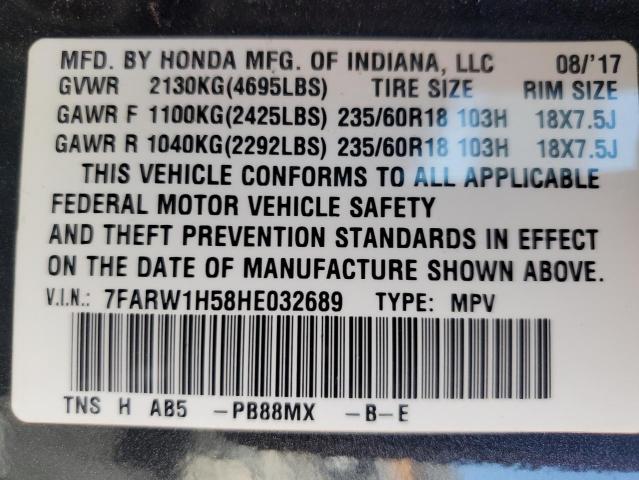 7FARW1H58HE032689 - 2017 HONDA CR-V EX GRAY photo 14