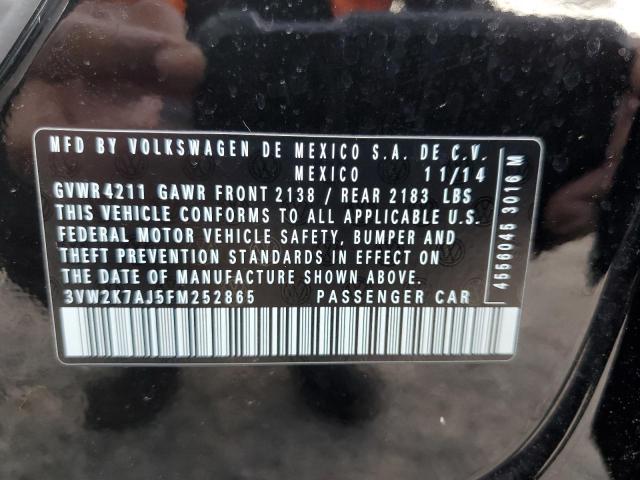 3VW2K7AJ5FM252865 - 2015 VOLKSWAGEN JETTA BASE 黑色 照片 12