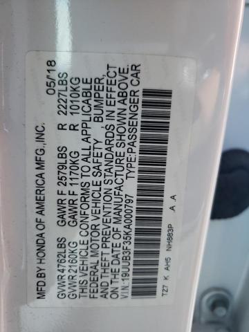 19UUB3F35KA000797 - 2019 ACURA TLX WHITE photo 12