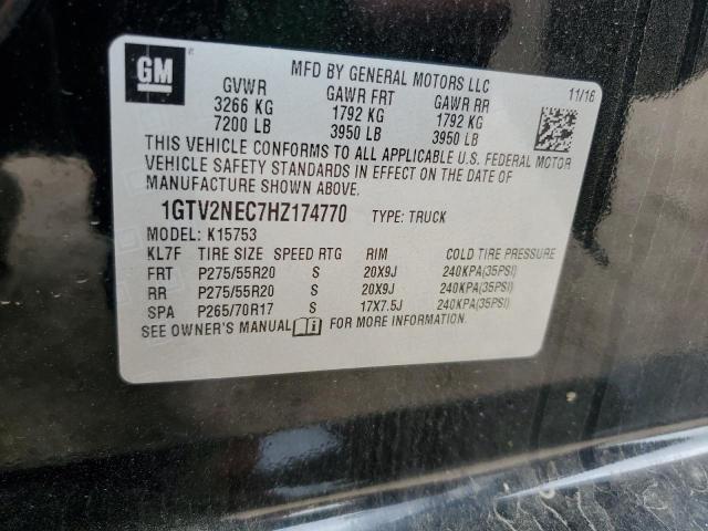 1GTV2NEC7HZ174770 - 2017 GMC SIERRA K1500 SLT BLACK photo 12