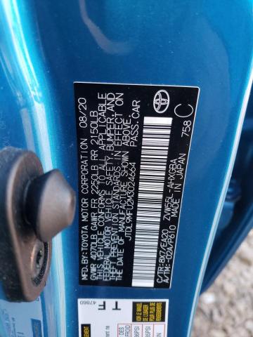 JTDL9MFU2M3024664 - 2021 TOYOTA PRIUS LE BLUE photo 13