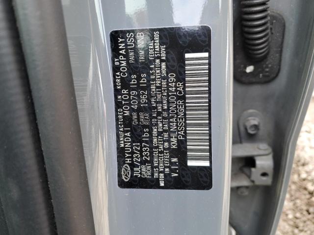 KMHLN4AJ0NU014490 - 2022 HYUNDAI ELANTRA LIMITED GRAY photo 13