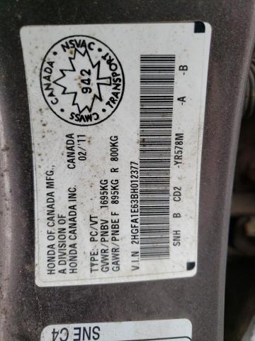 2HGFA1E63BH012377 - 2011 HONDA CIVIC LX-S 棕色 照片 13