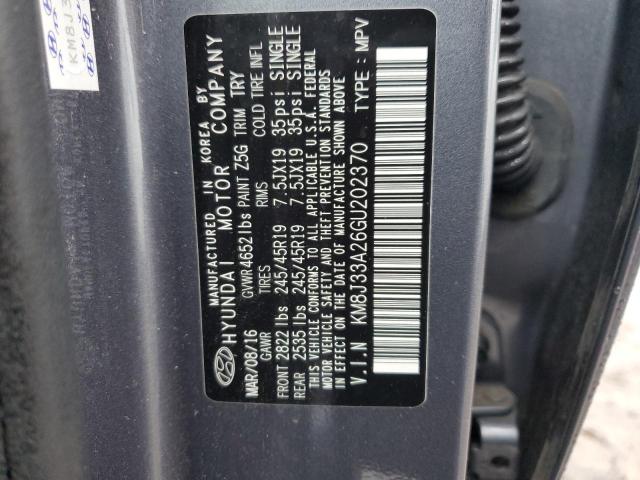 KM8J33A26GU202370 - 2016 HYUNDAI TUCSON LIMITED GRAY photo 13