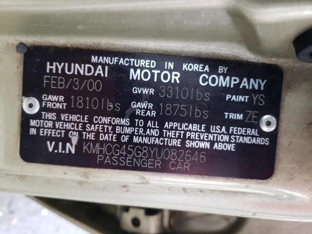 KMHCG45G8YU082646 - 2000 HYUNDAI ACCENT GL SILVER photo 12