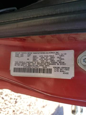 5TESM92N71Z754377 - 2001 TOYOTA TACOMA XTRACAB PRERUNNER Qırmızı foto 12