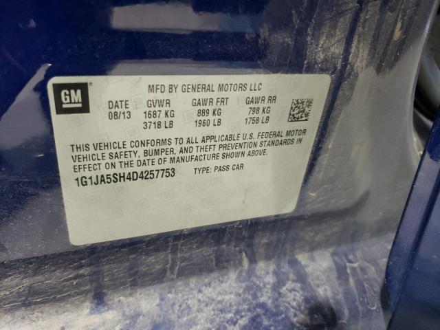 1G1JA5SH4D4257753 - 2013 CHEVROLET SONIC LS BLUE photo 12