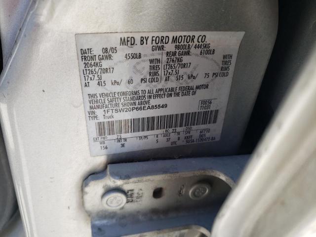 1FTSW20P66EA85549 - 2006 FORD F250 SUPER DUTY SILVER photo 13