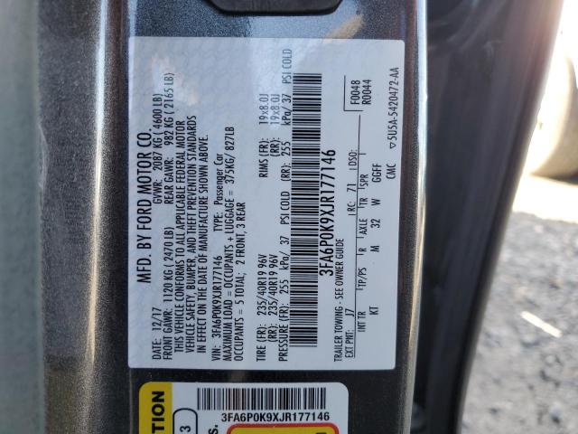 3FA6P0K9XJR177146 - 2018 FORD FUSION TITANIUM/PLATINUM GRAY photo 12