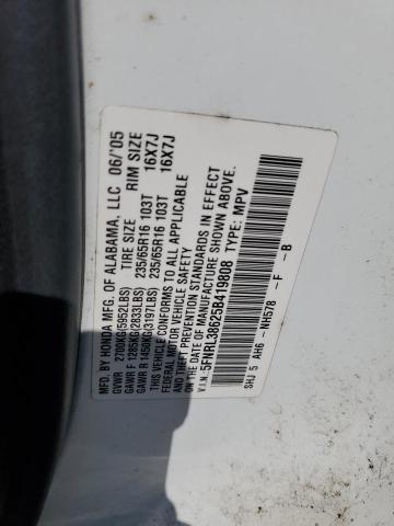 5FNRL38625B419808 - 2005 HONDA ODYSSEY EXL WHITE photo 13