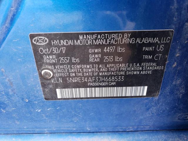 5NPE34AF3JH668533 - 2018 HYUNDAI SONATA SPORT BLUE photo 12