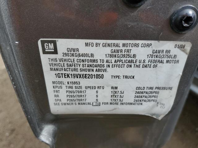 1GTEK19VX6E201050 - 2006 GMC NEW SIERRA K1500 GRAY photo 12