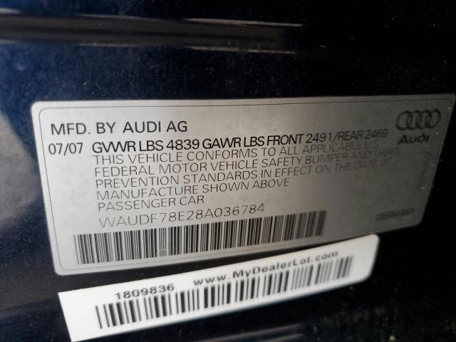 WAUDF78E28A036784 - 2008 AUDI A4 2.0T QUATTRO BLUE photo 13