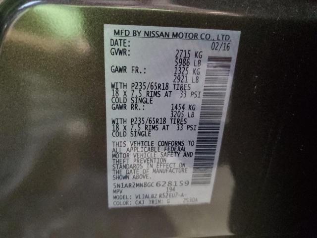 5N1AR2MN8GC628159 - 2016 NISSAN PATHFINDER S 灰色 照片 13