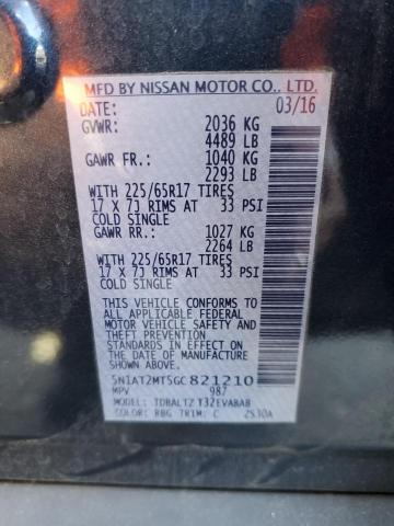 5N1AT2MT5GC821210 - 2016 NISSAN ROGUE S GRAY photo 13