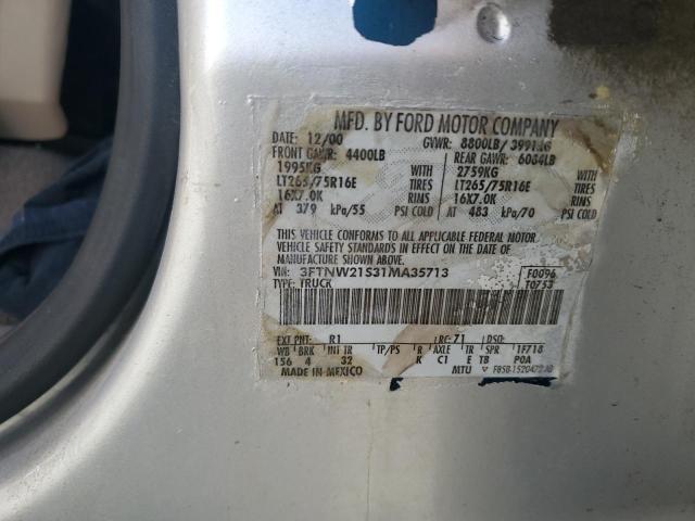 3FTNW21S31MA35713 - 2001 FORD F250 SUPER DUTY GRAY photo 13