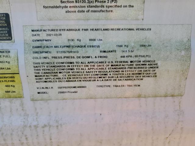 5SFPB2926ME466983 - 2021 HEART LAND PROWLER 双色 照片 10