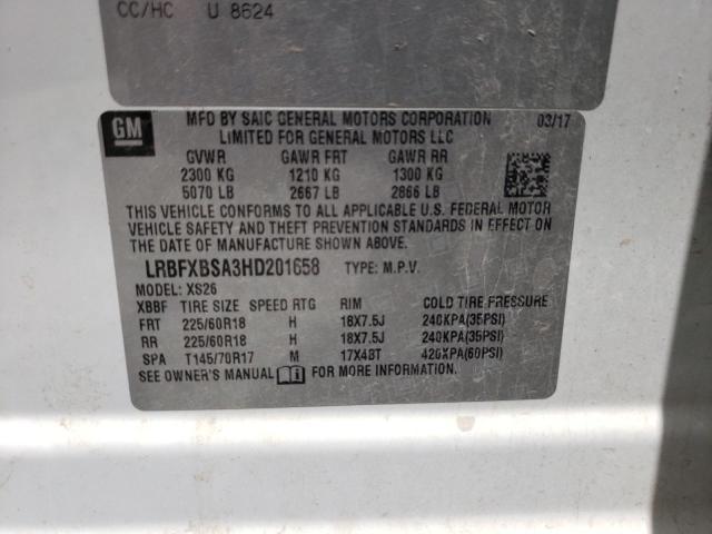 LRBFXBSA3HD201658 - 2017 BUICK ENVISION ESSENCE თეთრი ფოტო 10