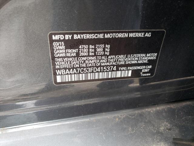 WBA4A7C53FD415374 - 2015 BMW 428 XI GRAN COUPE CHARCOAL photo 12
