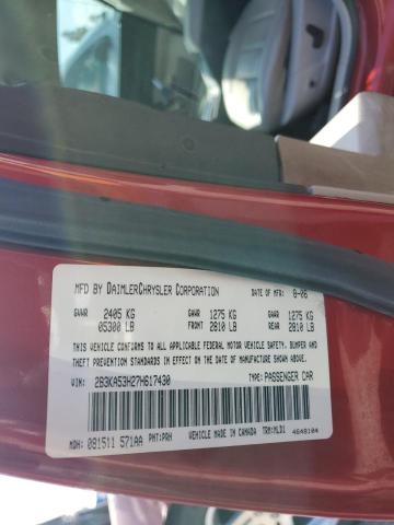 2B3KA53H27H617430 - 2007 DODGE CHARGER R/T RED photo 12