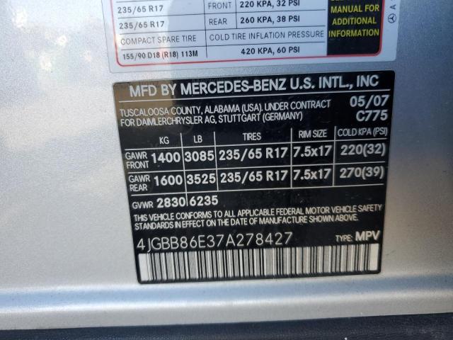 4JGBB86E37A278427 - 2007 MERCEDES-BENZ 350 350 SILVER photo 12