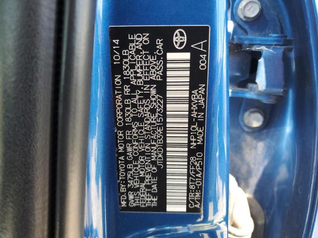 JTDKDTB39E1573227 - 2014 TOYOTA PRIUS C BLUE photo 12