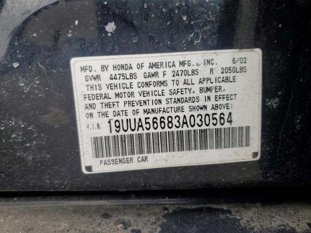 19UUA56683A030564 - 2003 ACURA 3.2TL BLACK photo 12