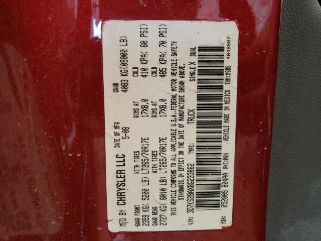 3D7KS28AX8G233862 - 2008 DODGE RAM 2500 ST RED photo 12