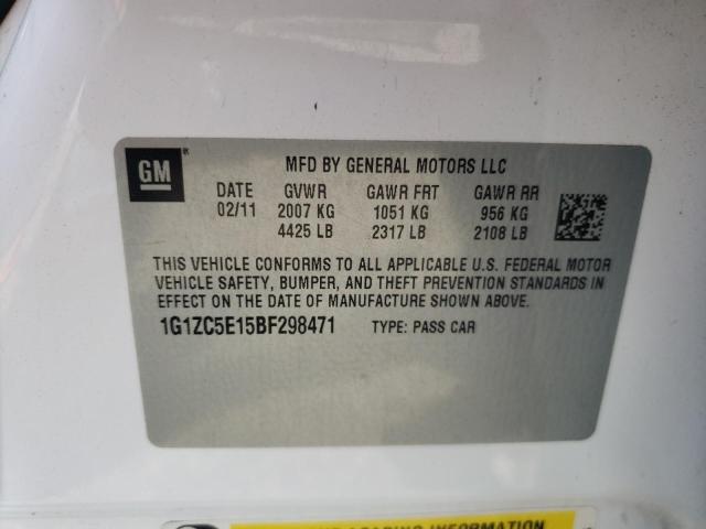 1G1ZC5E15BF298471 - 2011 CHEVROLET MALIBU 1LT 白色 照片 12