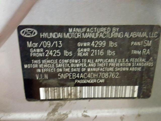 5NPEB4AC4DH708762 - 2013 HYUNDAI SONATA GLS  photo 10