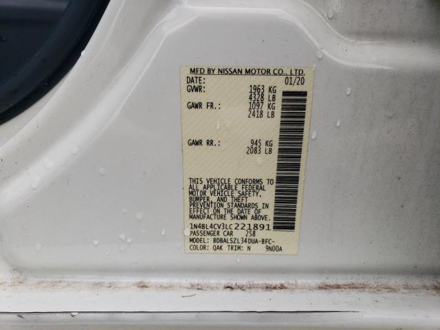 1N4BL4CV3LC221891 - 2020 NISSAN ALTIMA SR WHITE photo 12