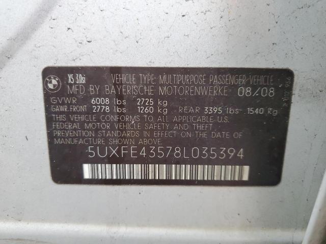 5UXFE43578L035394 - 2008 BMW X5 3.0I SILVER photo 13