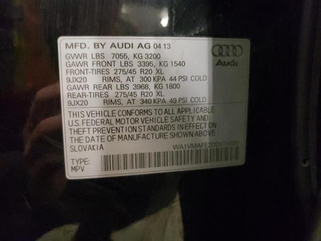 WA1VMAFE2DD015028 - 2013 AUDI Q7 PRESTIGE შავი ფოტო 13