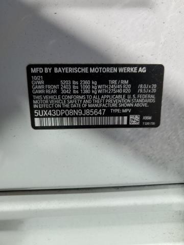 5UX43DP08N9J85647 - 2022 BMW X3 SDRIVE30I WHITE photo 13
