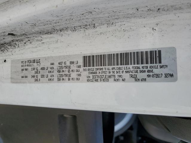 3C6TRVDG7JE100779 - 2018 RAM PROMASTER 2500 HIGH WHITE photo 13