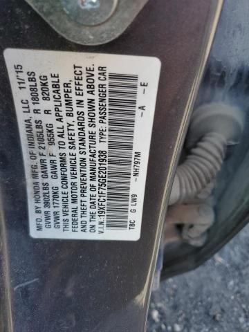 19XFC1F75GE201938 - 2016 HONDA CIVIC EXL Grafit foto 12