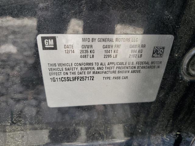 1G11C5SL9FF257172 - 2015 CHEVROLET MALIBU 1LT Қара фото 12
